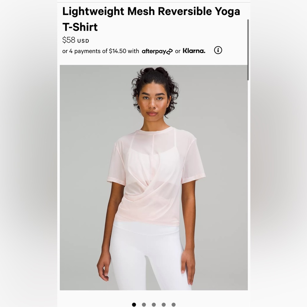 Lululemon lightweight mesh reversible t shirt size 8